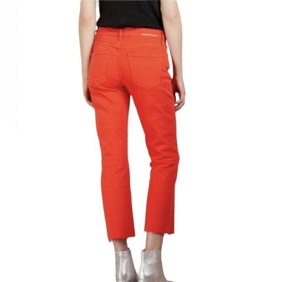 Current/Elliott Anthropologie The Kick Straight Leg Raw Hem Cropped Jeans 27 - Picture 1 of 10